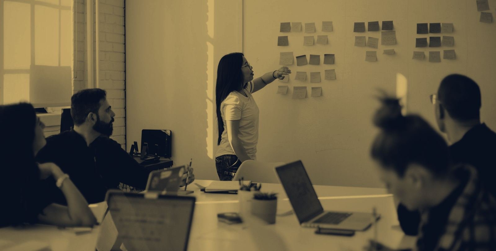 A working team in a meeting room